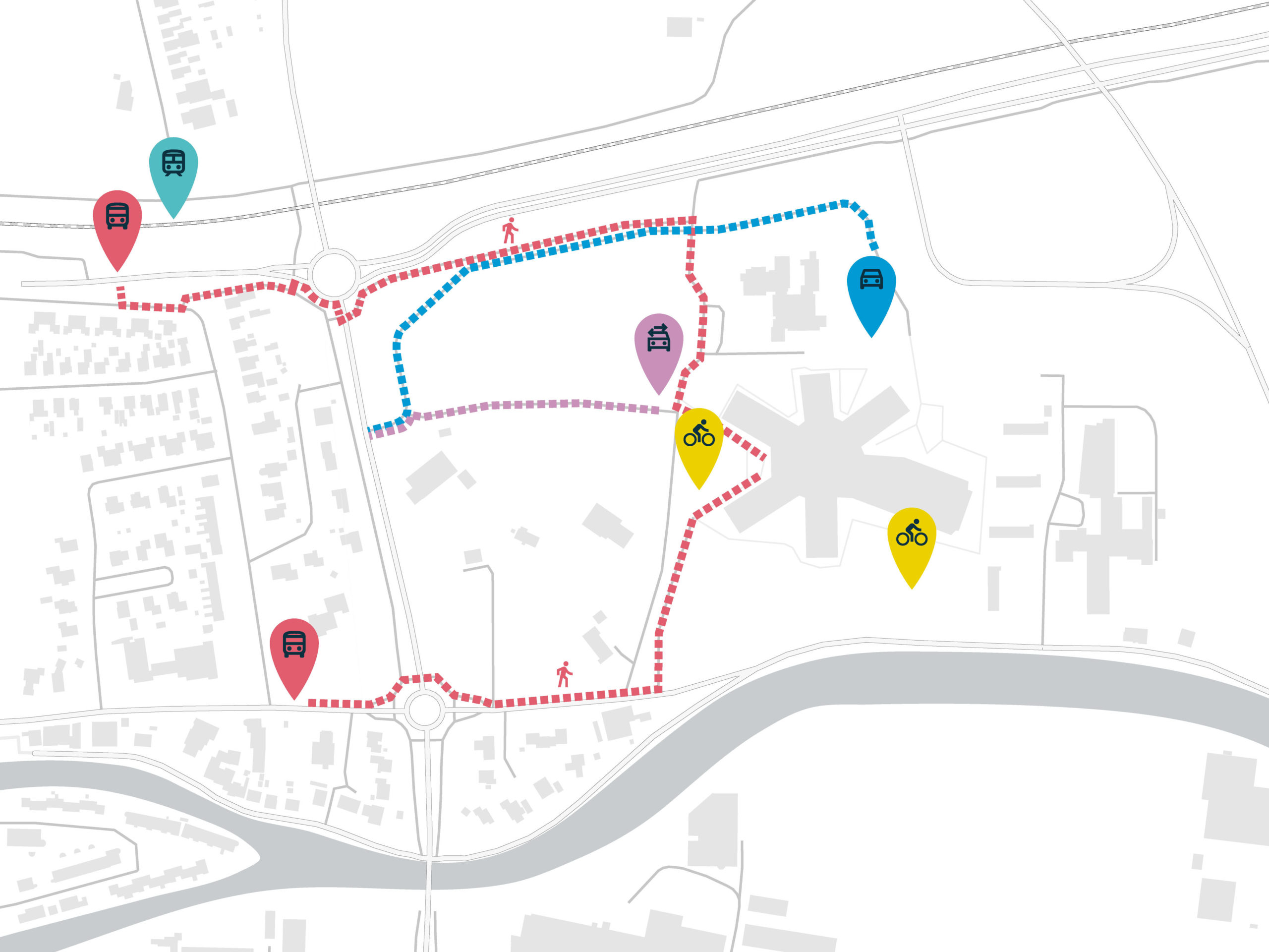Bereikbaarheid en parkeren plattegrond voor het campus Eemsdelta in Groningen